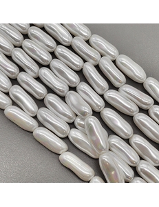 Жемчуг Майорка, палочка, белый, 22*8 мм, нитка