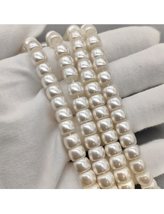 Жемчуг майорка, рондель, 8*6 мм, молочный, нитка
