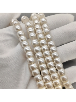Жемчуг майорка, рондель, 8*6 мм, молочный, нитка