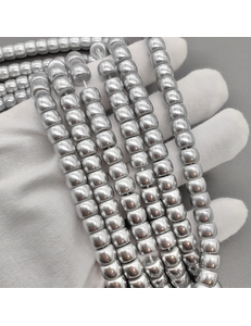 Жемчуг майорка, рондель, 8*6 мм, серый, нитка