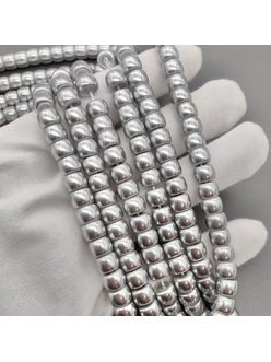 Жемчуг майорка, рондель, 8*6 мм, серый, нитка