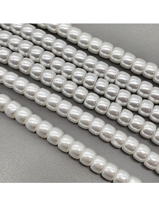 Жемчуг майорка, рондель, 8*6 мм, белый, нитка