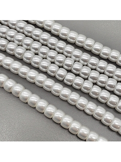Жемчуг майорка, рондель, 8*6 мм, белый, нитка