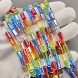 Бусина стеклянная цилиндр, граненная, цветной микс, 5.5*9 мм