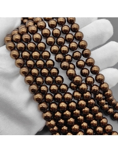 Жемчуг Майорка, 8 мм, бронзовый, глянцевый, нитка