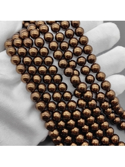 Жемчуг Майорка, 8 мм, бронзовый, глянцевый, нитка