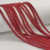 Жемчуг Майорка, 4 мм, красный, глянцевый, нитка