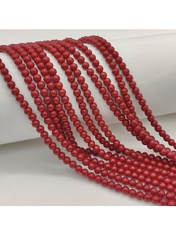 Жемчуг Майорка, 4 мм, красный, глянцевый, нитка
