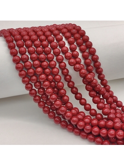 Жемчуг Майорка, 6 мм, красный, глянцевый, нитка