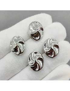 Бусина овал, 18*14*8 мм, родий