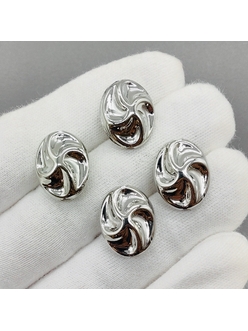 Бусина овал, 18*14*8 мм, родий