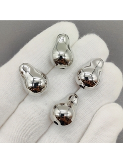 Бусина капля, 19*13 мм, родий