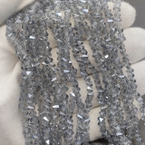 Бусина стеклянная крошка, дымчато-синий, 3*4 мм, нитка