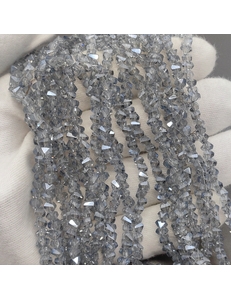 Бусина стеклянная крошка, дымчато-синий, 3*4 мм, нитка