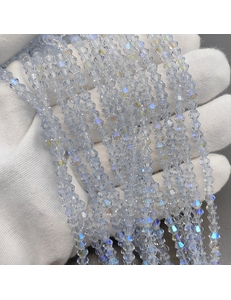 Бусина стеклянный Биконус, 4.5 мм, опальный АВ