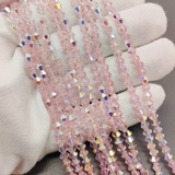 Бусина стеклянный Биконус, 4.5 мм, розовый АВ