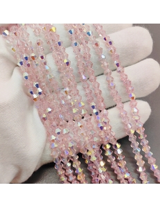 Бусина стеклянный Биконус, 4.5 мм, розовый АВ