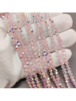 Бусина стеклянный Биконус, 4.5 мм, розовый АВ