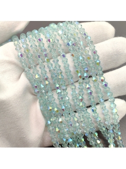 Бусина стеклянный Биконус, 4.5 мм, мятный с переливами