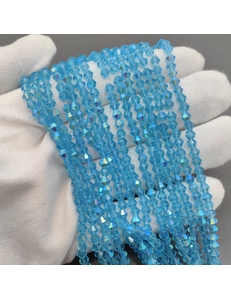 Бусина стеклянный Биконус, 4.5 мм, голубой с переливами