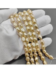 Жемчуг Майорка, картошка, желтый, 11*8 мм, нитка