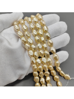 Жемчуг Майорка, картошка, желтый, 11*8 мм, нитка