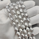 Жемчуг Майорка, картошка, серый, 11*8 мм, нитка