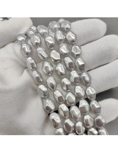 Жемчуг Майорка, картошка, серый, 11*8 мм, нитка