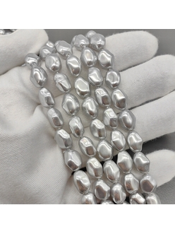 Жемчуг Майорка, картошка, серый, 11*8 мм, нитка