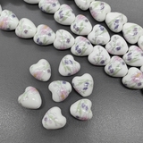 Бусина Сердце из керамики, букет, 12.5*12.2 мм