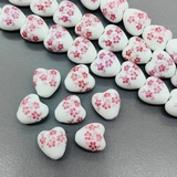 Бусина Сердце из керамики, розовый букет, 12.5*12.2 мм, шт