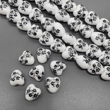 Бусина Сердце из керамики, черный букет, 12.5*12.2 мм, шт