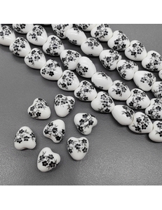 Бусина Сердце из керамики, черный букет, 12.5*12.2 мм, шт