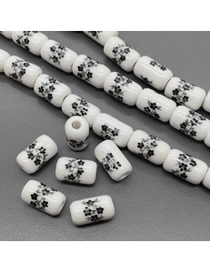 Бусина цилиндр из керамики, черный букет, 17*10 мм, шт