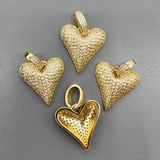 Подвеска Сердце с фианитами, 34*24 мм, позолота