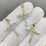 Подвеска крест с фианитами, 31*22.5 мм, позолота