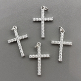 Подвеска крест с фианитами, 23*15 мм, родий