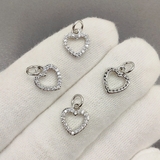 Подвеска Сердце с фианитами, 11*9.5 мм, родий