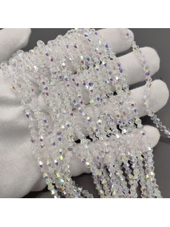 Бусина стеклянный Биконус, 4.5 мм, прозрачный с АВ