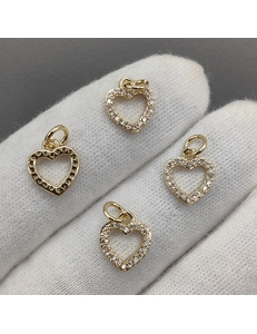 Подвеска Сердце с фианитами, 11*9.5 мм, позолота