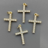 Подвеска крест с фианитами, 23*15 мм, позолота