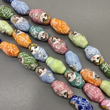 Бусина матрешка из керамики, микс, 22.5*13.5 мм