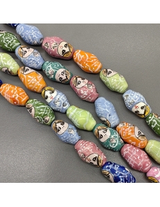 Бусина матрешка из керамики, микс, 22.5*13.5 мм