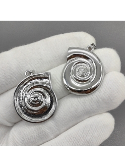 Подвеска улитка, 31*25 мм, родий