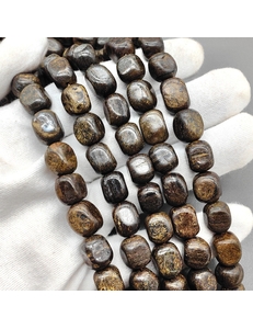 Бусина галтовка, бронзит, 12.5*10 мм, нитка