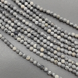 Бусина Яшма, серый, глянцевый, 4 мм, нитка