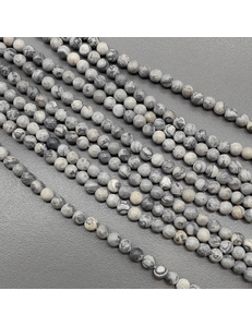 Бусина Яшма, серый, глянцевый, 4 мм, нитка