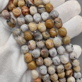 Бусина галтовка, агат кружевной, 9.5*8 мм, нитка