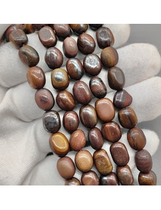 Бусина галтовка, красный тигровый глаз, 9.5*8 мм, нитка