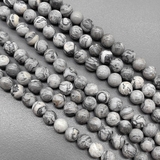 Бусина Яшма, серый, глянцевый, 6.5 мм, нитка